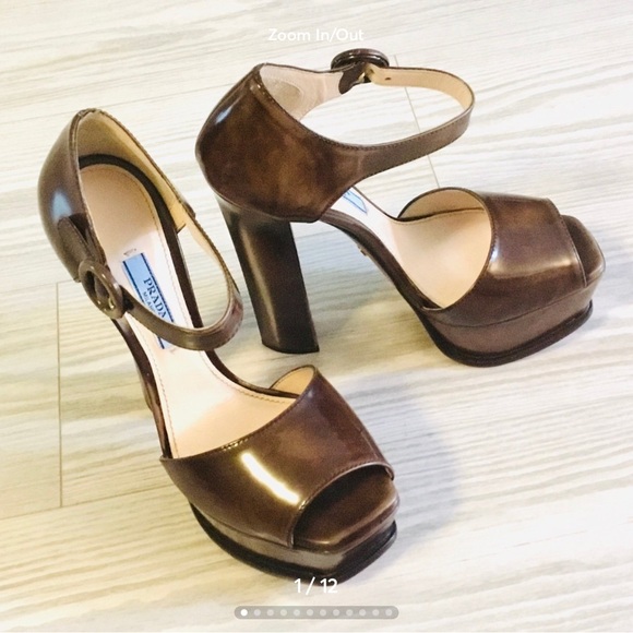 GORGEOUS PRADA "MARY JANE" OPEN TOE PLATFORM HIGH HEELS SHOES SZ 36 1/2 EU/6.5US - Picture 1 of 13